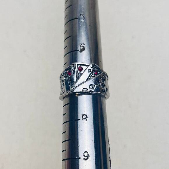 Y2K Vintage Silver Deck of Cards Ring – Adjustable Size, Unisex, Brand New - Picture 7 of 8